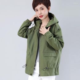 Frauen Graben Mäntel Frauen Mit Kapuze Windjacke 2023 Frühling Herbst Beiläufige Lose Frau Plus Größe Mantel Outwear Weibliche Große