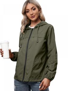 Women's Trench Coats Womens Lightweight Rain Hooded WindbrekerJacket Blue Raincoat Waterdichte Jas Jiuy1