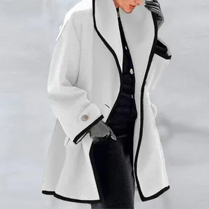 Trenchs de femmes Manteaux de laine chaude pour femme Mode d'hiver Long pardessus Cardigan Solide Veste décontractée Lâche Outwear Polaire Femmes Petite