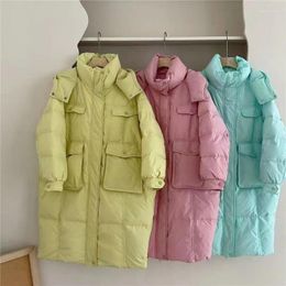 Trenchs de femmes Xgoth coloré veste rembourrée mi-longueur version coréenne à la mode en vrac épaissi grand hiver chaud Parkas
