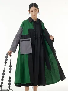 Trench-Coats de femmes Xitao Single Past Mode d'imprimé de mode Fonds plissée Minority à manches pleines lâches 2024 Coat de printemps WLD6752