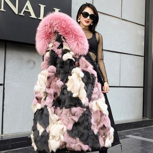 Trenchs pour femmes Xlong doublure en fourrure détachable femmes manteau d'hiver avec de vrais parkas Mujer 2022 col de raton laveur veste vêtements d'extérieur pour femmes