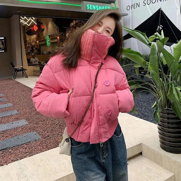 Trenchs de femmes Xpqbb coréen recadré vers le bas coton Parkas dames mode taille haute grand col vestes d'hiver femmes 2023 rembourré Puffer