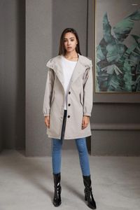 Damesgeul Lagen Xuan PhD Waterdichte windjager met capuchon in de herfst en winter dames casual lange jas los plus buiten regenjas