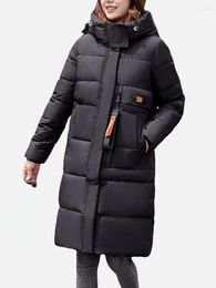 Trenchs de femmes YISOLIFE Femme Hiver Heavy-Wipple Full-Zipper Épaissi Veste matelassée Manteau long à capuche Puffer