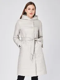 Gabardinas para mujer Ziai 2023 Primavera Otoño Chaquetas Cinturón largo con capucha Cinturón grande Solapa clásica Doble botonadura Casual Algodón fino Parkas ZM-7540