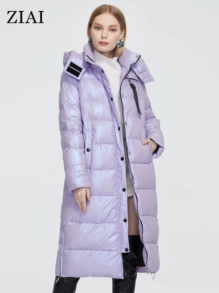 Abrigos de trinchera para mujer Ziai 2023 Invierno Mujeres Parka Larga Cálida Chaqueta Femenina Tela colorida Moda Abrigo delgado Calidad de marca perfecta ZR-9510