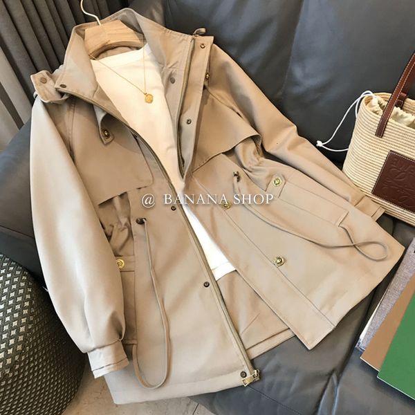 Trench Coats Femme Zipup Femmes Vêtements à manches longues Mélanges Automne Mabet Khaki Britain Stylestrench Femme Casaco Feminino Harajuku Abrigo Mujer 230812