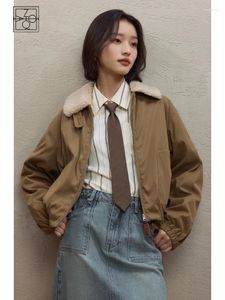 Trench-Coats pour femmes Ziqiao American Retro Style Coton Veste pour femmes hiver 2023 Design de niche décontracté épissage chaud