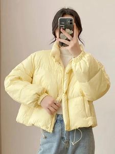 Trenchs de femmes Manteaux Zoki Preppy Style Femmes Puffy Manteau Casual Coréen Épais Chaud Parkas Hiver Mode Lâche À Manches Longues Femelle Simple Solide