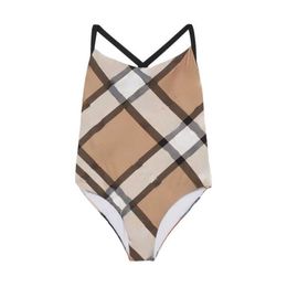 Triangle Bikini Designer One Piece Maillot de bain Summer Beach Sexy Maillots de bain à lacets Deux pièces Camisole Soutien-gorge Culotte Check Print Designer Maillots de bain bu558