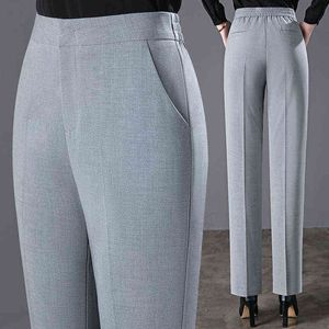 Pantalons pour femmes automne taille élastique vêtements d'affaires formel pantalon droit haute décontracté longue 211124