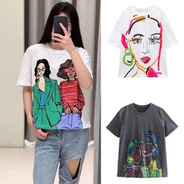 Camiseta de mujer BM MD ZA Diseño de otoño e invierno Sense Niche Retro Cuello redondo Camiseta de manga corta Camiseta estampada para niñas 1131897 230328