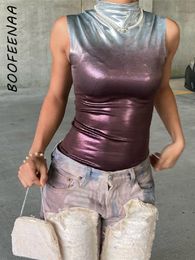 Dames t -shirt boofeenaa gradiënt paarse print tanktops streetwear y2k sexy mouwloze top mode zomerkleding 2023 c87a2 230410