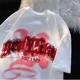 Damen-T-Shirt, Harajuku-Straßenbuchstaben-Stickerei, Oneck, lockeres T-Shirt für Damen, Sommer, amerikanischer Modetrend, hochwertige kurzärmelige Y2K-Tops 230510