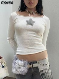 T-shirt femme KOSAHIKI 2023 été Harajuku t-shirt à manches longues fée Grunge étoile imprimé Goth femmes mode coréenne hauts décontractés Sexy Slim t-shirts 230317