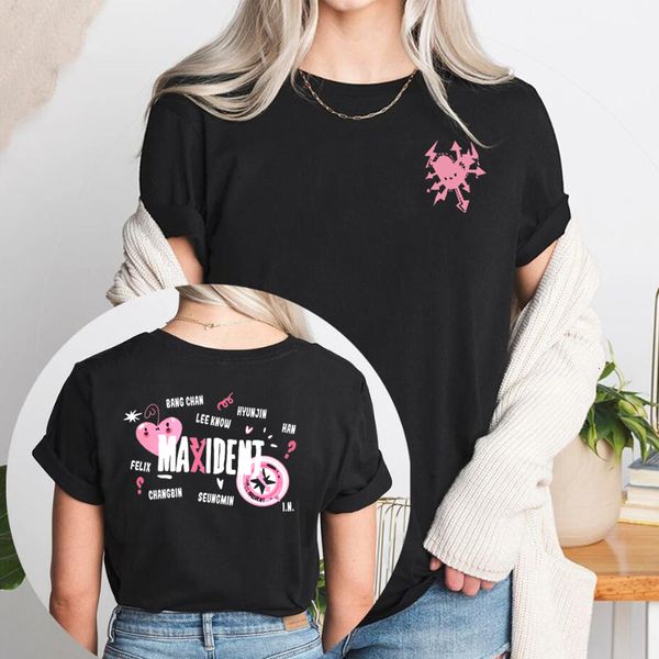 Tshirt femme Maxident Stray Kids shirt Kpop Bang Chan Lee Know Changbin Hyunjin Shirt Straykid Maniac Korean Streetwear Shirts 230328