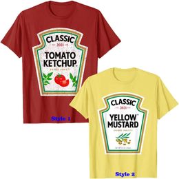Dames t -shirt gele mosterd diy ketchup kleding kruiden koppels groep Halloween kostuumgeschenken esthetische kleding 230311