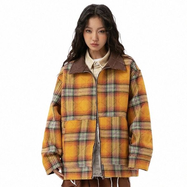 Veste en tweed pour femme Printemps 2024 Nouveau en japonais Y2K Vintage Vêtements d'extérieur externes Jaune Plaid Vêtements de luxe pour femmes Ventes H8cp #