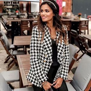 Jaquetas de tweed femininas 2019 moda escritório feminino casacos houndstooth com borla preta para mulheres outono casaco xadrez grosso vintage para c