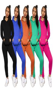 Femmes de jogging en deux pièces Fashion Fonds décontractés FAMES AUTOMNE 2020 Couleur massif Pantalon Sweater Sports Two Piece Set5797138