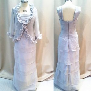 Femmes deux pièces mère de la robe de mariée costumes en mousseline de soie femmes ensembles de mariage avec veste à volants grande taille pour