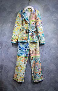 Tweede stuk pant voor dames Pant 2023 Autumn Luxury Designer Nieuwe polo kraag afdrukken met broeken set