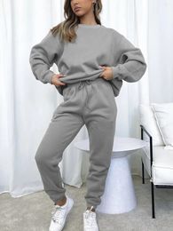 Tweedelige damesbroek, casual 2-outfitset, sweatshirt met lange mouwen en comfortabele joggingbroek voor een stijlvolle lounge-look 231118
