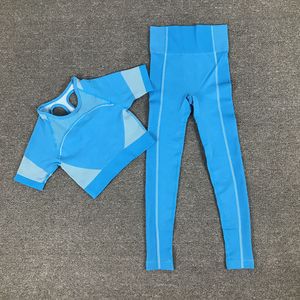 Tweede stuk pant voor dames Solid Solid Less Gym Set High Rettery Tracksuit Taille Leggings Fitness Training Pants Lifting Sets 230313