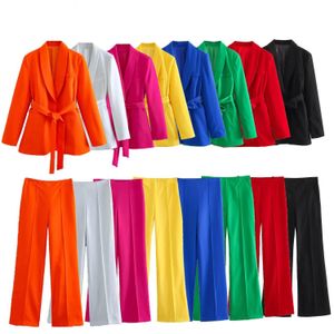 Tweede stuk pant Spring Suits voor dames 2 stuksets Casual Blazers Coats broek vrouwelijke elegante straatpakkleding 230814