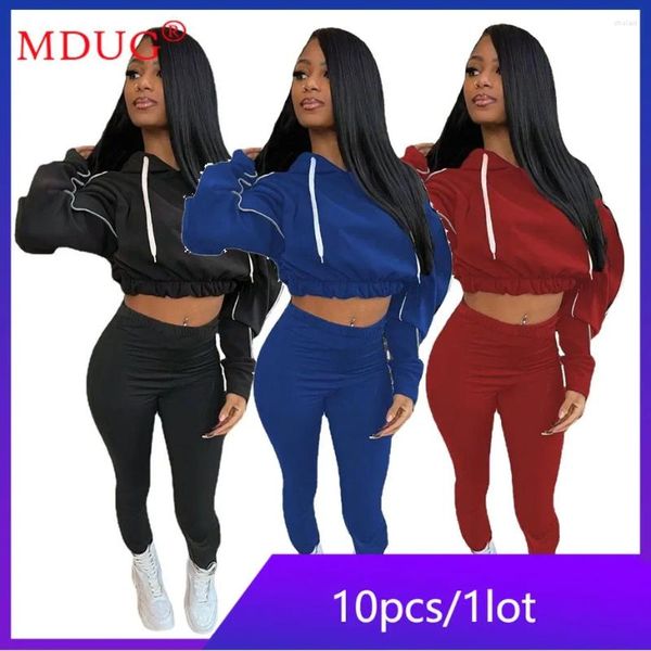 Pantalons de deux pièces pour femmes 10sets d'articles en vrac Lots de gros ensemble Femmes Femmes à manches longues Crop Top Topfits Casual Tracksuit Y2K M12624