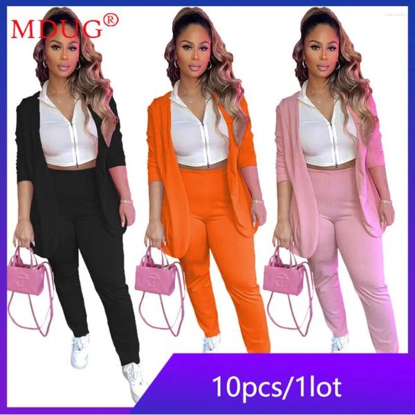 Pantalons de deux pièces pour femmes 10sets d'articles de gros pour les affaires Sexe sexy 2 set Femmes Blazer et Tenget Office Lady Work Uniforms M10195