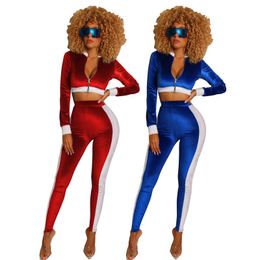 Pantalon de deux pièces pour femmes 19YZ1284 Automne Hiver Femmes Casual Mode Dense Velvet Sports Set Top et Survêtement Survêtement Tenues