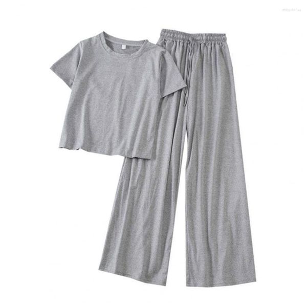 Pantalon de deux pièces pour femmes 2 pièces/ensemble à la mode dame tenue costume couleur unie garder le refroidissement cordon décontracté