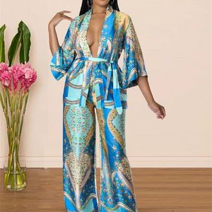 Tweedelige broek van dames 2 -delige set African Dashiki Fashion Top en broekpakken broek feestdame matching sets outfits tracksuit dames kleding 220912