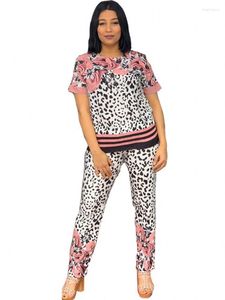 Tweede stuk broek van dames 2 set dashiki mode luipaard top en pakken broek feestdame matching sets outfits tracksuit dames kleding