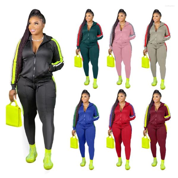 Pantalon de deux pièces pour femmes 2 ensembles de vêtements d'automne pour femmes Sweatsuit Joggers Outfit Zip Top Pantalon de survêtement Survêtement en gros Drop