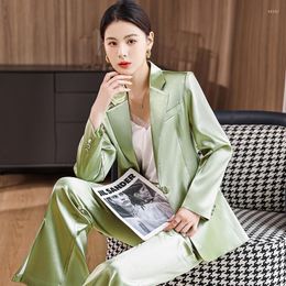 Frauen Zweiteilige Hosen 2022 Herbst Winter Formale Damen Grüner Blazer Frauen Business Anzüge mit Sets Arbeitskleidung Büro Uniform 5XL Größe