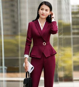 Tweede stuk broek voor dames 2022 Fashion Formal Pant Suits for Women Office Work 2 Blazer Set Business Trousers Jacket Suit vrouwelijke herfst winter