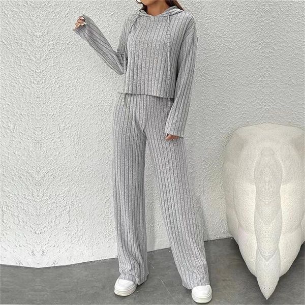 Pantalon de deux pièces pour femmes 2023 européen et américain automne hiver décontracté tricoté longue robe à carreaux costume pour femmes salopette femmes pantalon