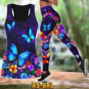 Pantalon deux pièces pour femmes, ensemble de vêtements d'activité taille haute, costume de Yoga, impression 3D, 2 Leggings, débardeur respirant, Fitness, Gym, printemps 2023
