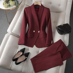 Pantalon de deux pièces pour femmes 2023 printemps été élégant costume veste correspondant ensemble coréen blazers manteau 2 femme professionnelle