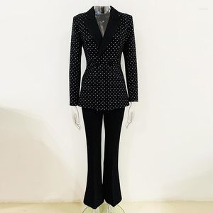 Pantalon de deux pièces pour femmes 2023 Star Fashion Diamond Costume Coat Micro Flared Set