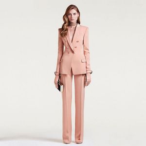 Tweede stuk broek voor dames 2023 Women Business Suit vrouwelijk kantoor uniform dames formele broek met dubbele borsten met dubbele borsten tuxedo jas