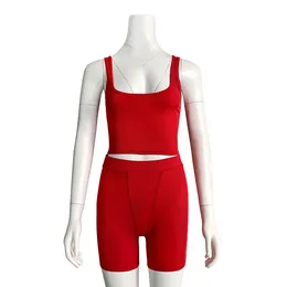 Zweiteilige Damenhose 2023 Damenbekleidung Tanktops 2 Shorts Set Skims Zweiteiler Lounge Wear Legging Yoga Gym Fitness Sets 487