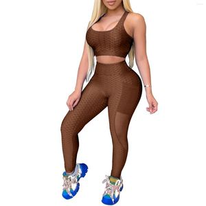 Pantalon de deux pièces pour femmes 2023 Femmes Yoga Set Entraînement Sportswear Gym Vêtements Fitness Crop Top Taille haute Leggings Costumes de sport 2pcs
