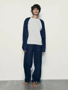 Pantalon deux pièces pour femmes, ensemble en Denim, produit à la mode, pull décontracté, épissage, automne/hiver, 2024