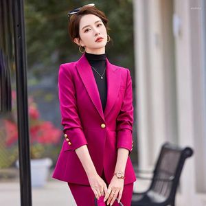 Pantalon de deux pièces pour femmes 2024 EST Formal Pantans Pantans Business Office Work Wear Suit Professional Career Interview Blazers Ladies pantalon