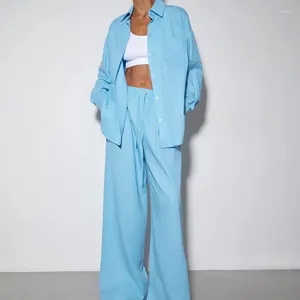 Pantalon de deux pièces pour femmes 2024 Fashion décontractée Black Lignet Bleet Blue Line Long sets Femmes 2 pièces