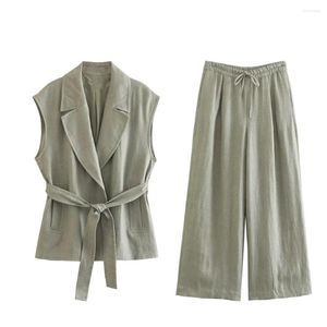 Pantalon de deux pièces pour femmes 2024 Tempérament à tempérament High Fashion Taies décontractée Ligne de la ceinture de la taille large